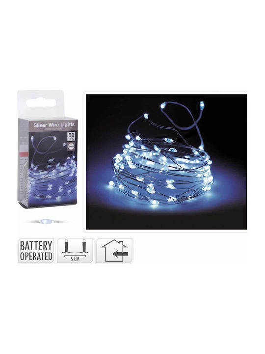 20 Lichterketten LED 1m. Weiße Batterie in Zeichenfolge 1Stück