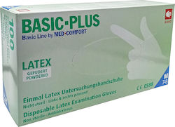 AMPri Basic Plus Latex Examination Gloves Powdered White 100pcs