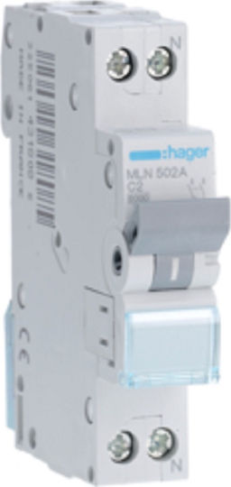 Hager Automatic Circuit Breaker 2A Double-pole AC MLN502A