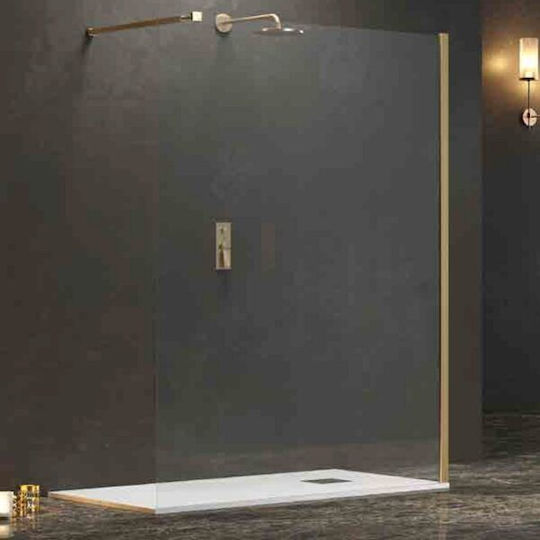 Karag Divider De Verandă Fix Pentru Duș Cu Sticlă Transparentă WALKIN 1 150x200cm Aurie