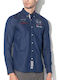 Long-sleeved Cotton Shirt Blue Indigo