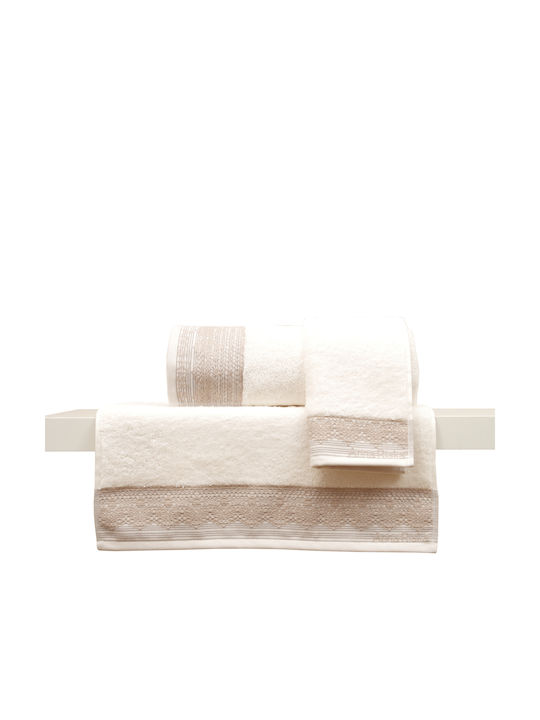 Anna Riska 3pc Bath Towel Set Karla 419440 3 Ivory Ribbon Packaging Weight 600gr/m²