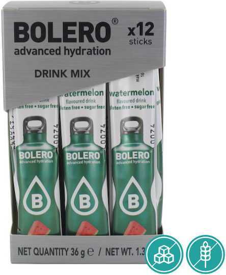 Bolero Χυμός σε Σκόνη 500ml Σε Νερό Καρπούζι Χωρίς Ζάχαρη 3gr 12τμχ