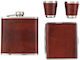 Angelo Valente Set Flasche Rostfreier Stahl mit Schnapsglas & Zigarettenetui Braun 178ml