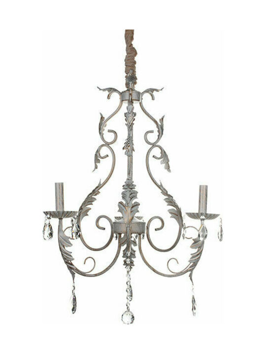Keskor Chandelier with Crystals 3xE14 White 56cm 8965-3