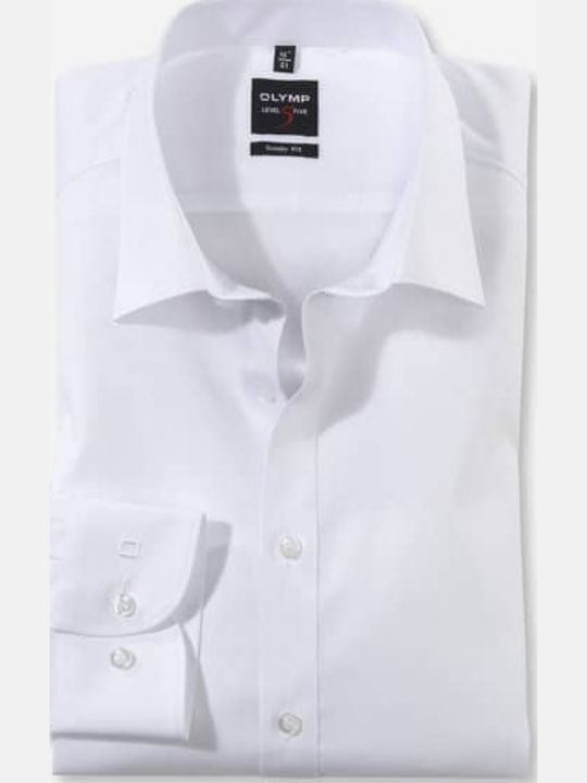 Olymp Level Five Cămașă Bumbac Slim-Fit Albă