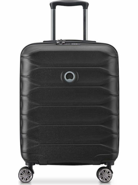 Delsey Meteor Куфар За Пътуване Кабинен Твърд Черен С 4 Колела Височина 55см