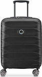 Delsey Slim Expandable Cabin Travel Suitcase Hard Black with 4 Wheels Height 55cm