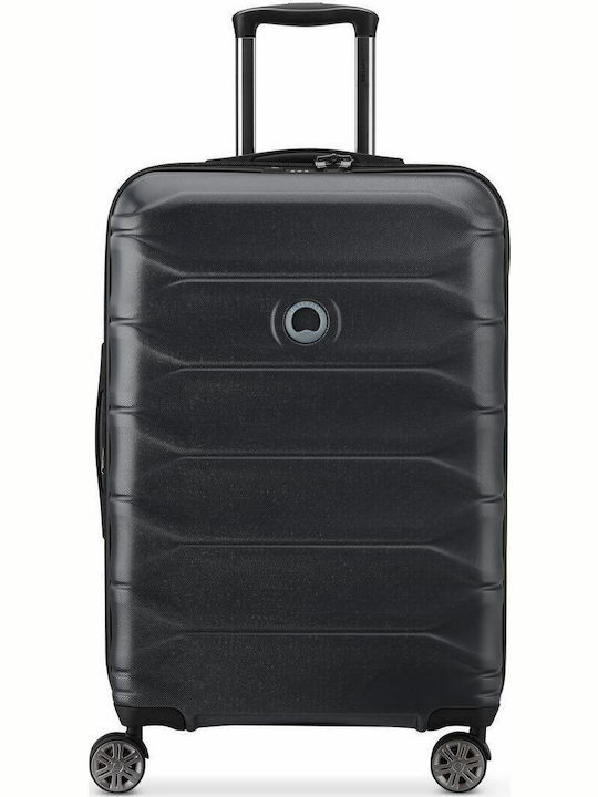 Delsey Meteor Medium Hard Black Suitcase With 4 Wheels Height 68cm