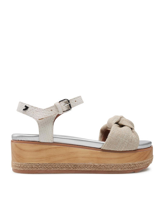 Raichur Women's Ankle Strap Platforms Beige