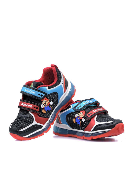 Geox Παιδικό Sneaker Super Mario με Φωτάκια για Αγόρι Γαλάζιο