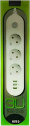 3U Power Strip with 3 Sockets and 2m Cable 3U Power Strip with 3 Sockets and 2m Cable