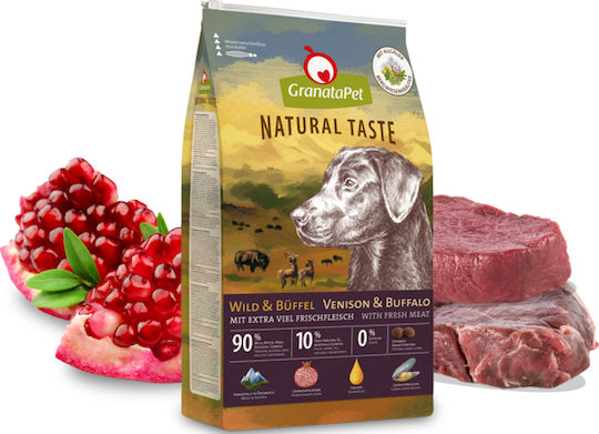 Natural Taste 12kg Dry Food Grain-Free for Adult Dogs with Buffalo and Deer