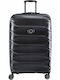 Delsey Meteor Large Hard Black Suitcase with 4 Wheels Height 78cm