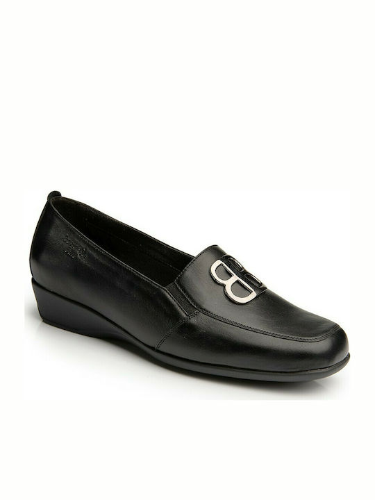 Boxer Leather Women's Loafers in Black Color