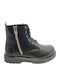 1835 Anatomical Leather Kids Boots with Zipper Black