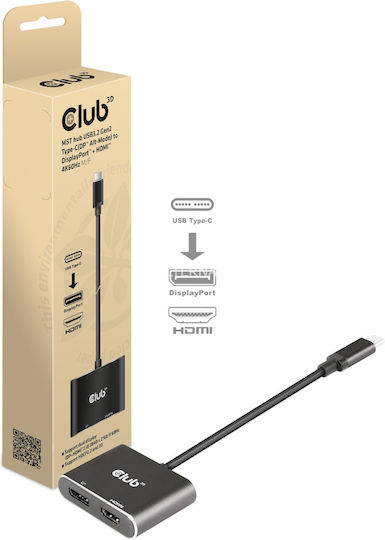 Club3D Μετατροπέας USB-C male σε DisplayPort / HDMI female 1τμχ CSV-1552