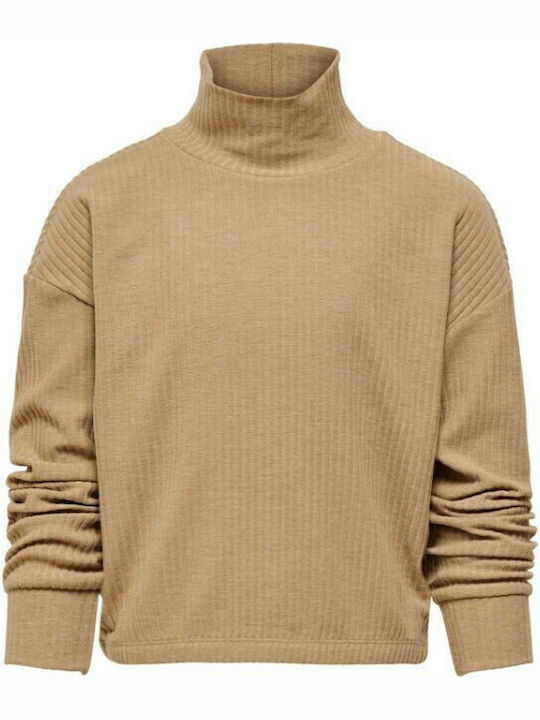 Kids Long-Sleeved Beige Turtleneck