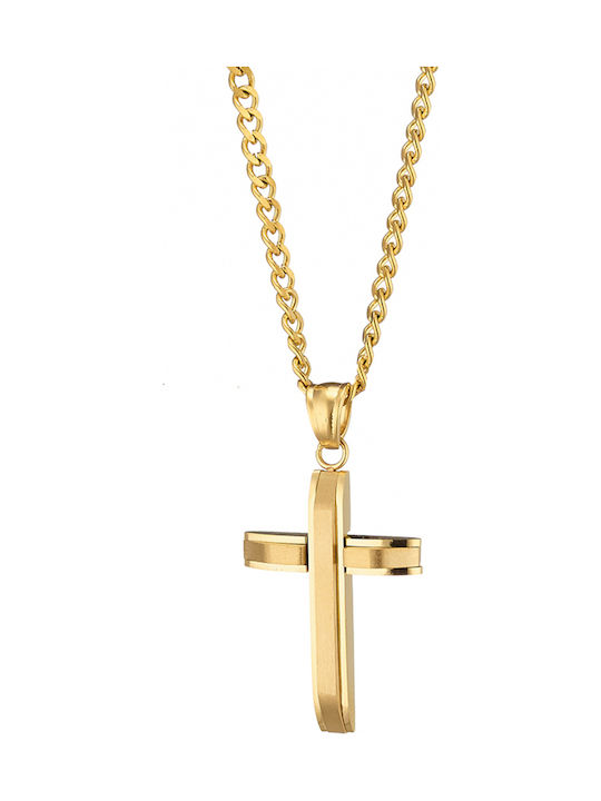 Men's cross with chain Art 01175 steel 316L gold