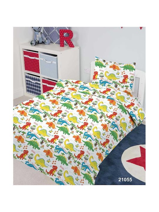 My Home Luxury Dinosaur Set Kids Duvet Cover Single with Pillowcase Cotton Multicolored 160x240cm