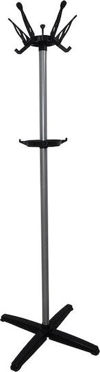 Portmanto Freistehender Kleiderständer Metallisch Silver / Black Drehend 45x45x168cm