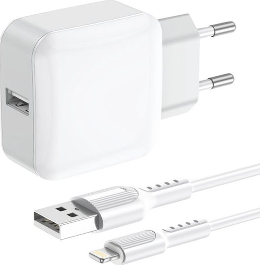 Leewello Încărcător cu Port USB-A și Cablu Lightning Quick Charge 3.0 Albς (CDQ-110 + SJX-202)