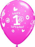 Set of 25 Balloons Latex Pink Birthday-Celebration Circle Hearts 27.9cm