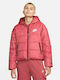 Sportswear Women's Short Puffer Jacket for Winter with Hood Pink