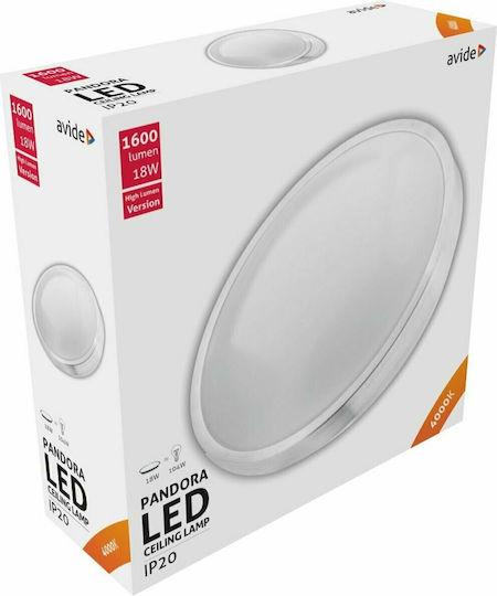 Avide ACLO33NW-18W-ALU Ceiling Mount Light 33cm White with Integrated LED