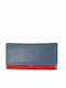 452 Large Leather Women's Wallet Classic Blue/Red