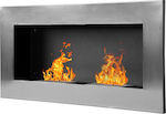 HomCom Indoor Wall Mounted Bioethanol Fireplace Silver 110x14x54cm