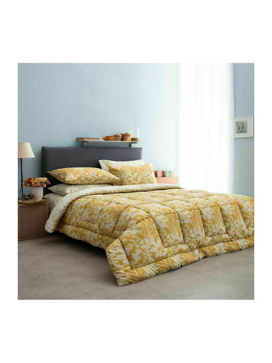 Vesta Home Duvet Cover Set Cotton Double with 2 Pillowcases 200x240 Laura 2 Mustard