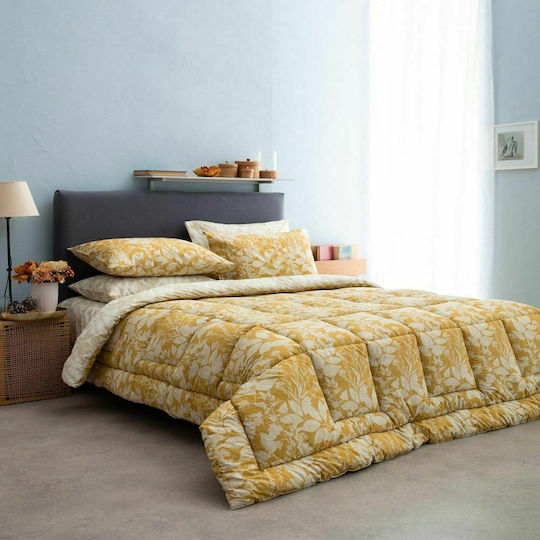 Vesta Home Duvet Cover Set Cotton Double with 2 Pillowcases 200x240 Laura 2 Mustard