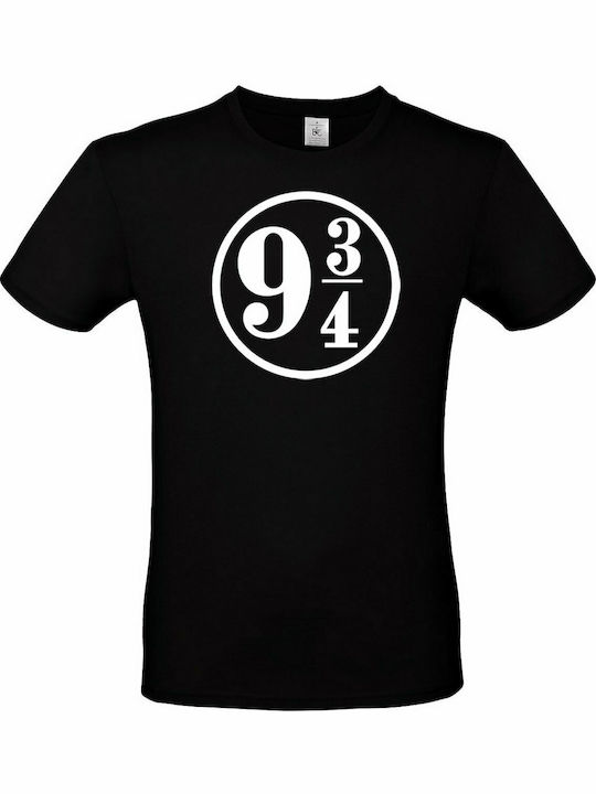 B&C Platform 9 3/4 T-shirt Harry Potter Black Cotton