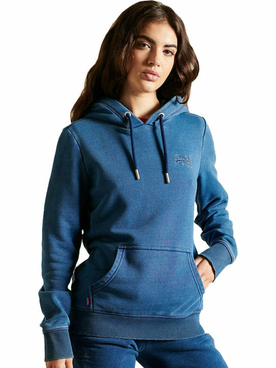 Superdry Vintage Logo Women's Hooded Fleece Sweatshirt Blue