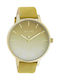 Oozoo Timepieces Γυναικείο Ρολόι 48mm Μπαταρίας με Κίτρινο Δερμάτινο Λουράκι