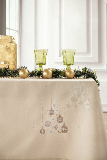Makis Tselios Home Spirit Christmas Tablecloth Fabric Beige L140xW180cm.