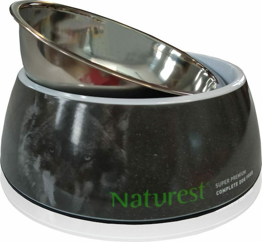 Pet Interest Deluxe Naturest Dual Plastic Bowl Food & Water for Dog & Cat 2x 200ml in Black Color