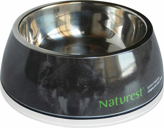 Pet Interest Deluxe Naturest Dual Plastic Bowl Food & Water for Dog & Cat 2x 900ml in Black Color