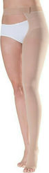 Sigvaris Cotton Open Toe Graduated Compression Thigh High Stockings Αριστερή Long Plus 18-21 mmHg Beige