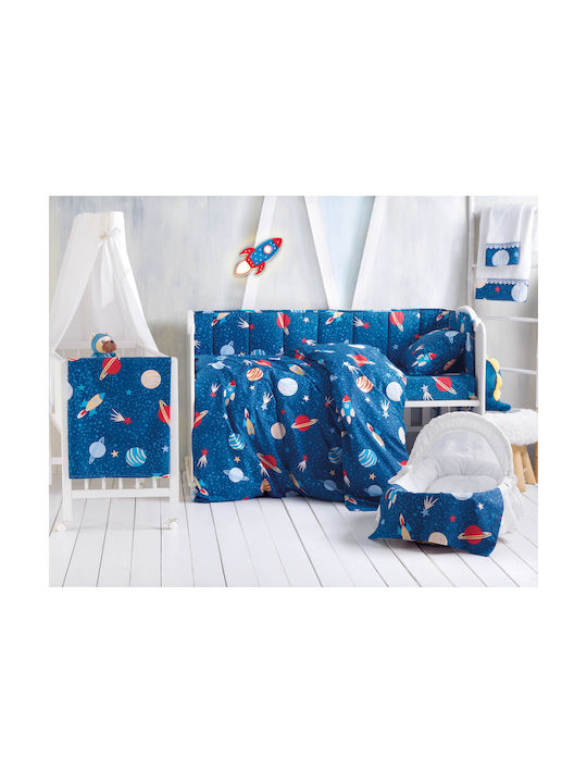 Rythmos Baby Bettbezug Set mit Kissenbezug Space Odyssey Blau 110x160cm.