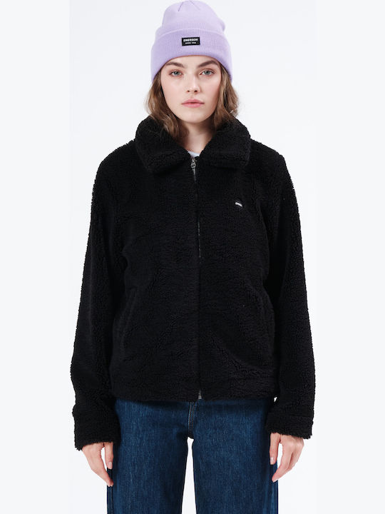 Women's Hiking Short Puffer Jacket for Winter with Hood Black