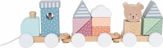 Jabadabado Jucărie de Tras Train With Teddy Blocks din Lemn pentru 18++ Luni