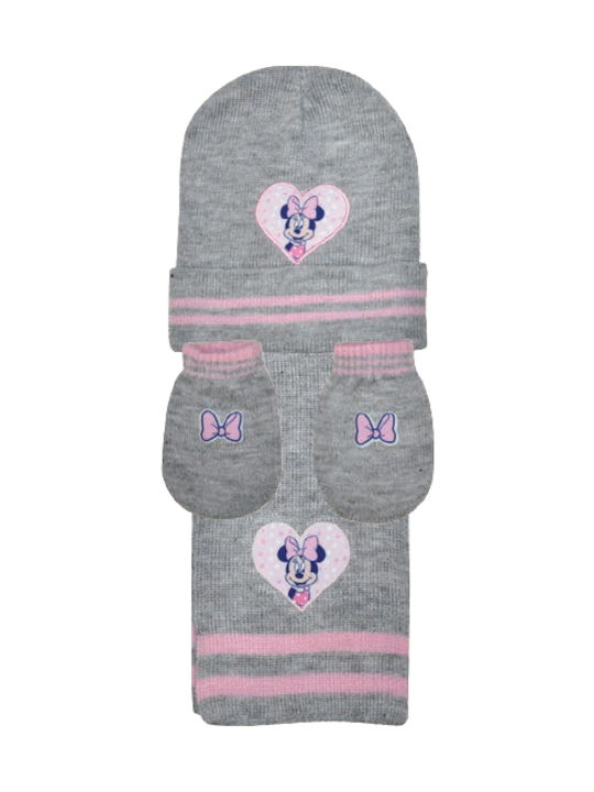 Stamion Minnie Mouse Σετ Σκουφάκι με Κασκόλ & Γάντια Πλεκτό Γκρι