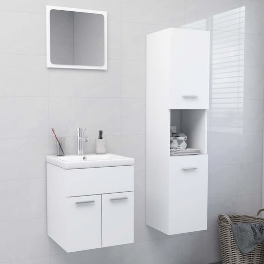 vidaXL Countertop with Sink, Mirror & Column Matte Lacquer L41xW38.5xH46cm White