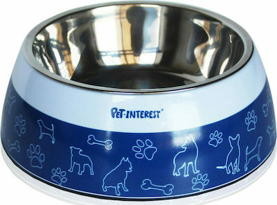 Pet Interest Deluxe Metal Cat Bowl for Food & Water Blue Paw Bone Small 200ml