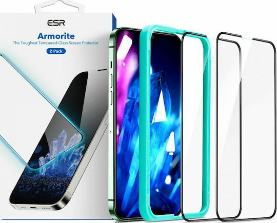 ESR Armorite 2.5D Закалено стъкло за цялото лице 2бр Черен (iPhone 13 mini)