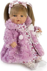 Berbesa Baby-Puppe Maria mit Geräuschen, Schnuller, Kleid und Pelzjacke 42 cm