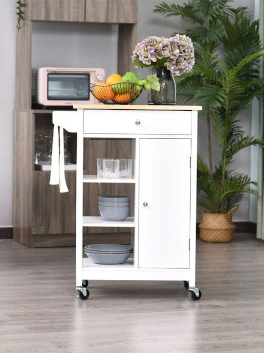 HomCom Wooden Kitchen Trolley 5 Tiers White 66x39.5x86.5cm