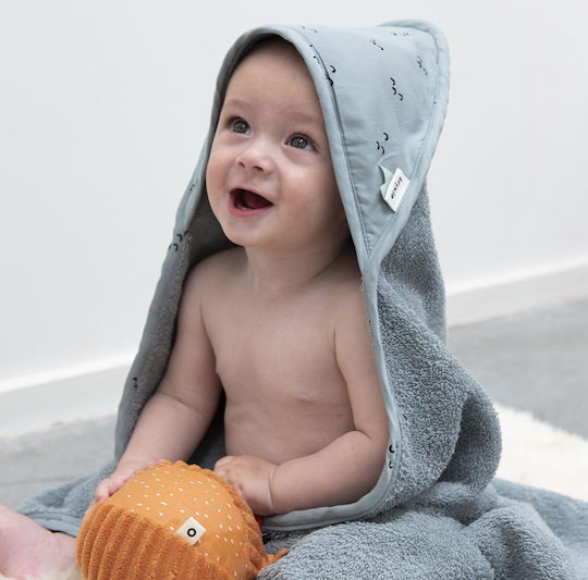 Trixie Baby Bath Towel Hooded Mountains Light Blue 75x75cm